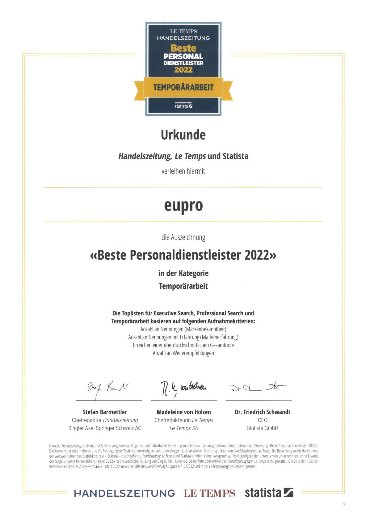 Beste Personaldienstleister 2022